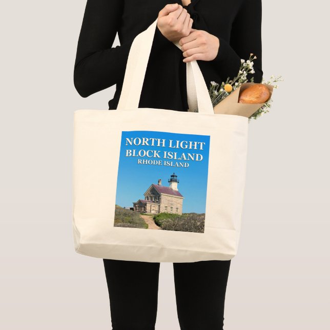 North Lighthouse, Block Island RI Tote Bag Jumbo Stoffbeutel (Vorderseite (Produkt))