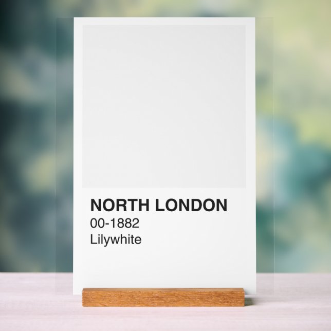 North London Lilywhite - Weißer Hintergrund Acrylschild (Neutral)