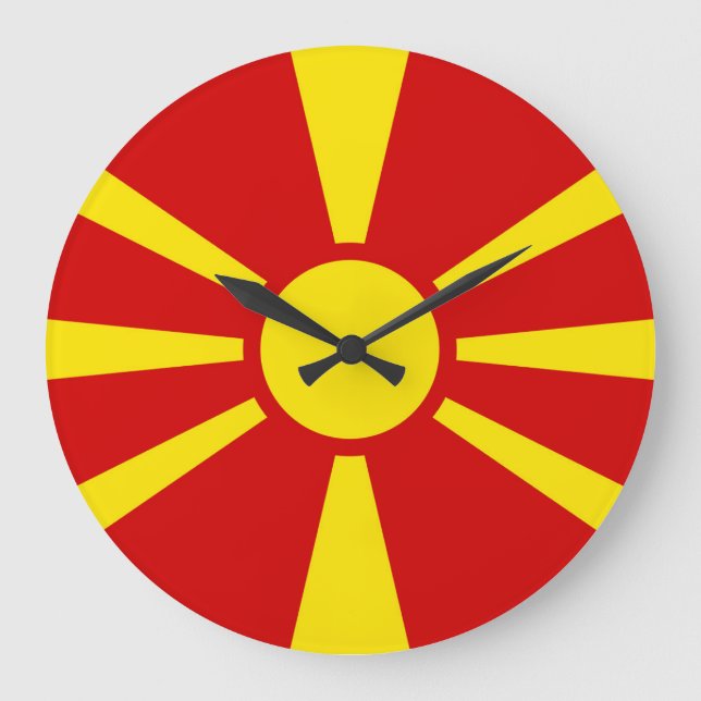 North Macedonia Flag Große Wanduhr (Vorderseite)