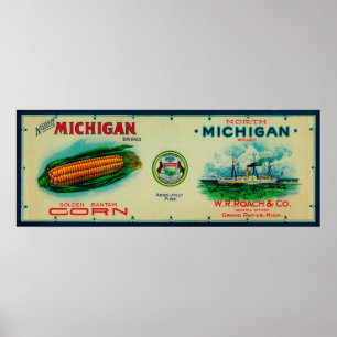 North Michigan Corn LabelGrand Rapids, MI Poster
