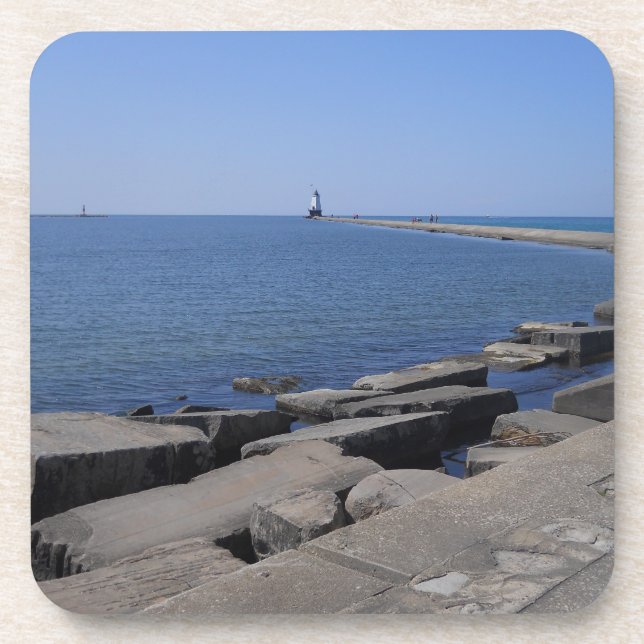 North Pierhead Lighthouse, Ludington, MI Getränkeuntersetzer (Vorderseite)