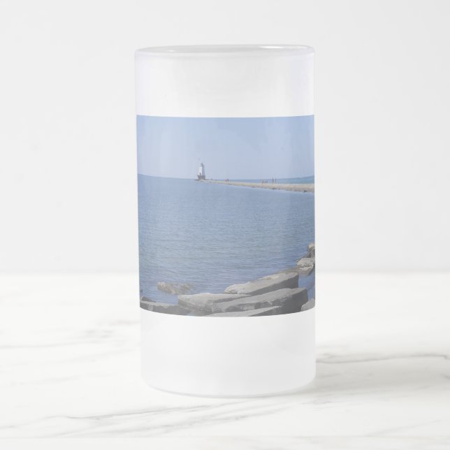 North Pierhead Lighthouse, Ludington, MI Mattglas Bierglas (Mittel)