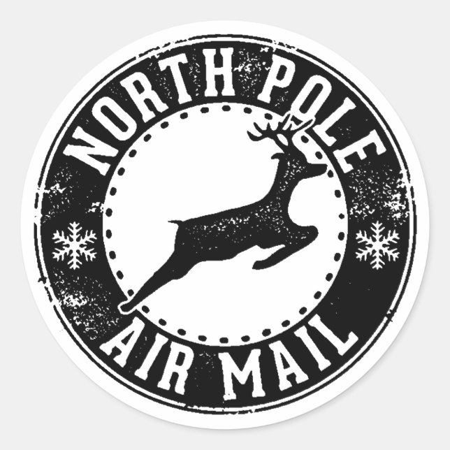 North Pole Air Mail Weihnachten Gefallen Geschenk Runder Aufkleber (Vorderseite)
