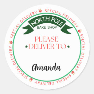 North Pole BAKE SHOP livraison étiquettes pâtisser