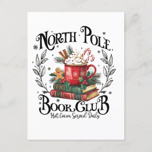 North Pole Book Club Hot Cocoa Weihnachten Einladungspostkarte