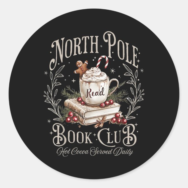 North Pole Book Club Weihnachten Weihnachten Weihn Runder Aufkleber (Vorderseite)