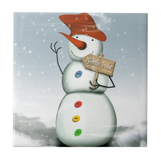North Pole Bound Snowman Fliese (Vorderseite)
