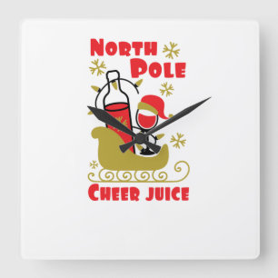 North Pole Cheer Quadratische Wanduhr