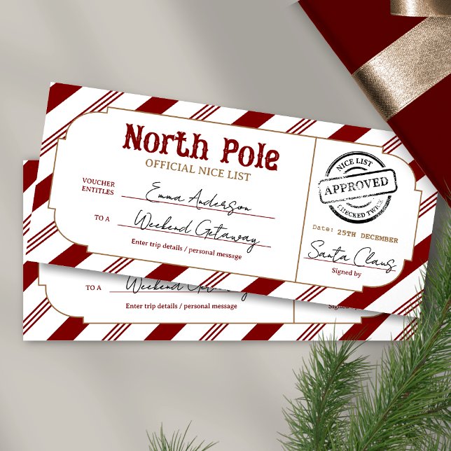 North Pole Christmas Gift Voucher Nice List Ticket (Von Creator hochgeladen)