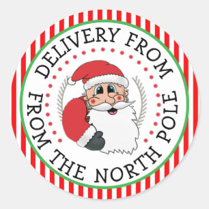 North Pole Christmas Weihnachtsgeschenk Tag Runder Aufkleber