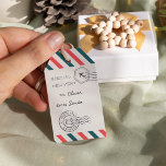 North Pole Express Christmas Air Mail Personalized Geschenkanhänger<br><div class="desc">Cute vintage style Christmas gift tags feature postcard-style red and blue-green stripes and retro postage markings. "Special delivery" and "North Pole Express" appear in cool navy blue vintage lettering on an ivory background. Includes to and from fields for your giver and recipient names. Designed to match our Air Mail holiday...</div>