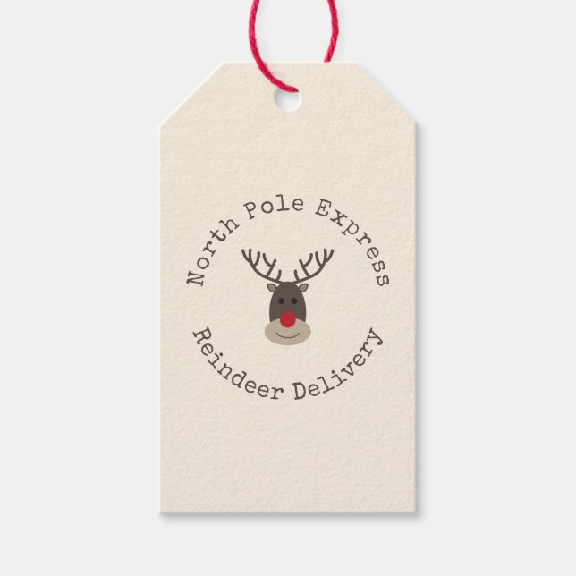 North Pole Express Rudolph Gift Tag Geschenkanhänger (Vorderseite)