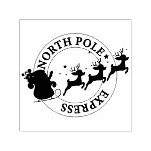 North Pole Express Santa & Rentier Permastempel
