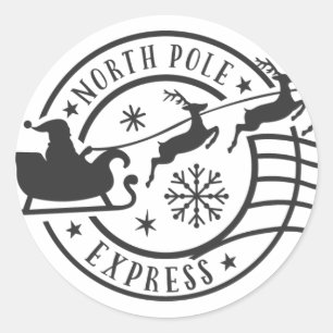 North Pole Express Santa Sleigh Weihnachten Briefm Runder Aufkleber