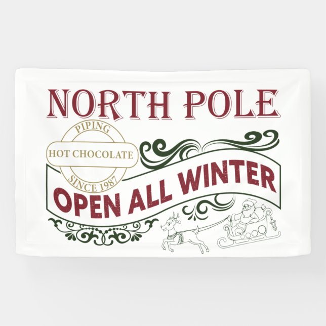 North Pole Hot Cocoa Weihnachts-Party Banner (Horizontal)