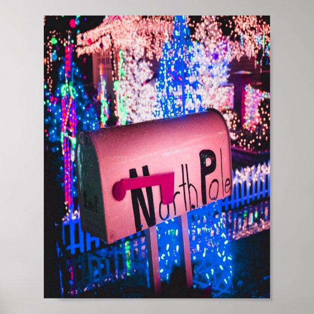 North Pole Mailbox Weihnachten Poster (Vorne)