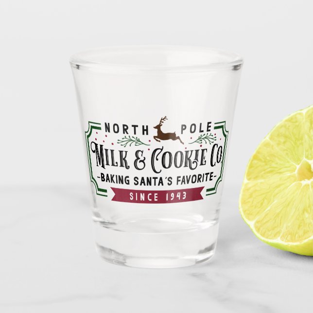 North Pole Milk & Cookie Co. Schnapsglas (Vorderseite)