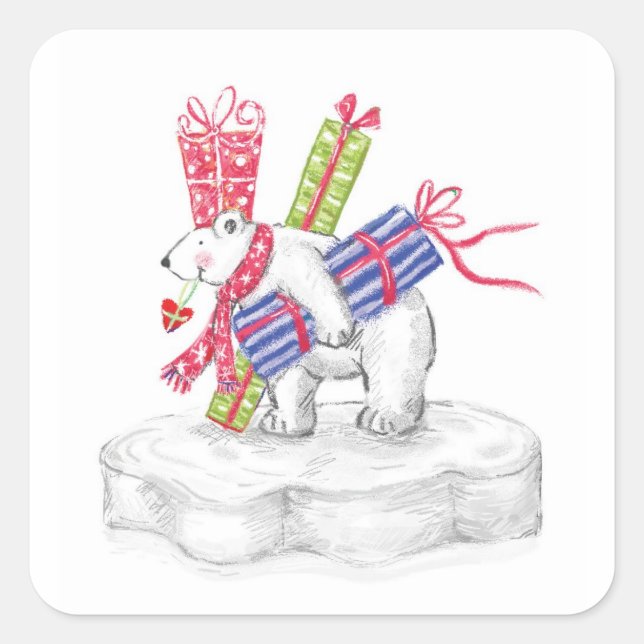 North Pole Polar Bären Weihnachtsgeschenke Sticker (Vorderseite)