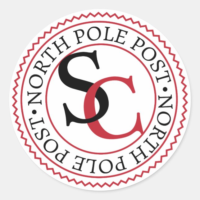 North Pole Post Santa Claus Runder Aufkleber (Vorderseite)