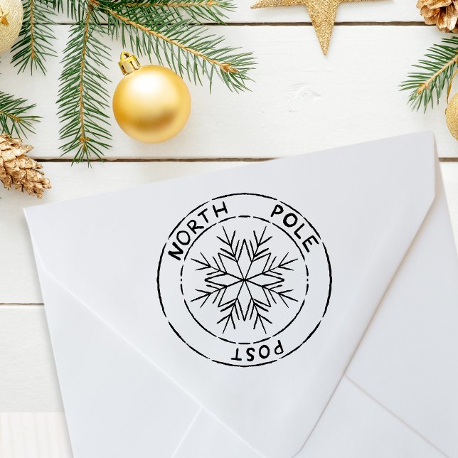 North Pole Post Snowflake Weihnachts-Siegel Gummistempel (North Pole Post Snowflake Christmas Seal Rubber Stamp)