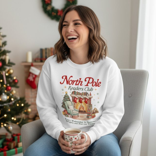 North Pole Readers Club Book Lover Christmas Sweatshirt (Von Creator hochgeladen)