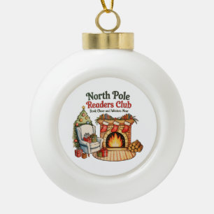 North Pole Readers Club Weihnachtsbücher Xmas Lieb Keramik Kugel-Ornament
