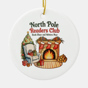 North Pole Readers Club Weihnachtsbücher Xmas Lieb Keramik Ornament