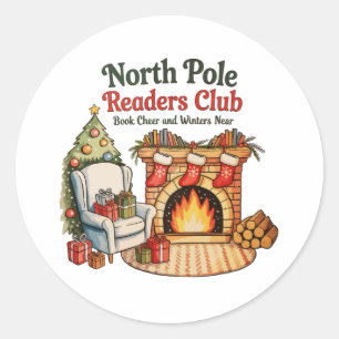 North Pole Readers Club Weihnachtsbücher Xmas Lieb Runder Aufkleber