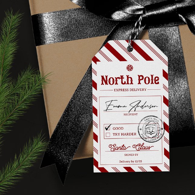 North Pole Santa Christmas Gift Tag Geschenkanhänger (Von Creator hochgeladen)