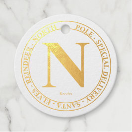 North Pole Santa Delivery Name Modern Gold Foil Geschenkanhänger