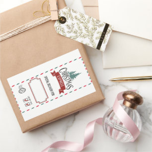 North Pole Santa Delivery Weihnachtsgeschenk Tag K Rechteckiger Aufkleber
