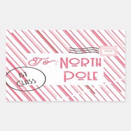 North Pole Santa Letter Kinder Weihnachten Rechteckiger Aufkleber