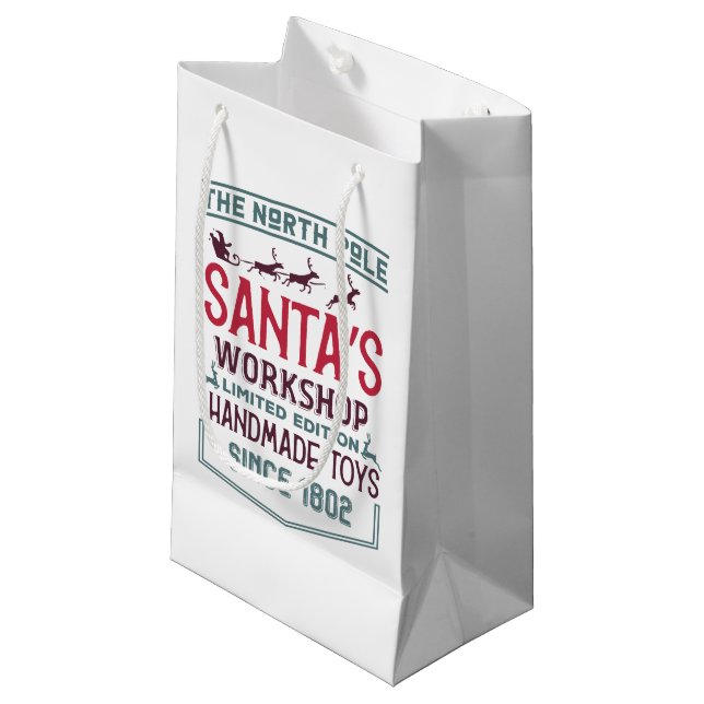 North Pole Santa's Workshop Kleine Geschenktüte (Vorderseite Schrägansicht)