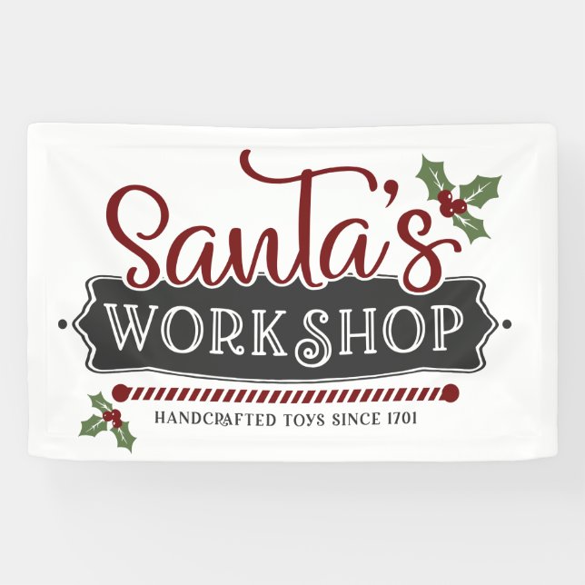 North Pole Santa's Workshop Weihnachten Banner (Horizontal)