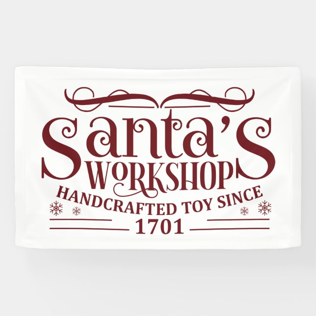 North Pole Santa's Workshop Weihnachten Banner (Horizontal)
