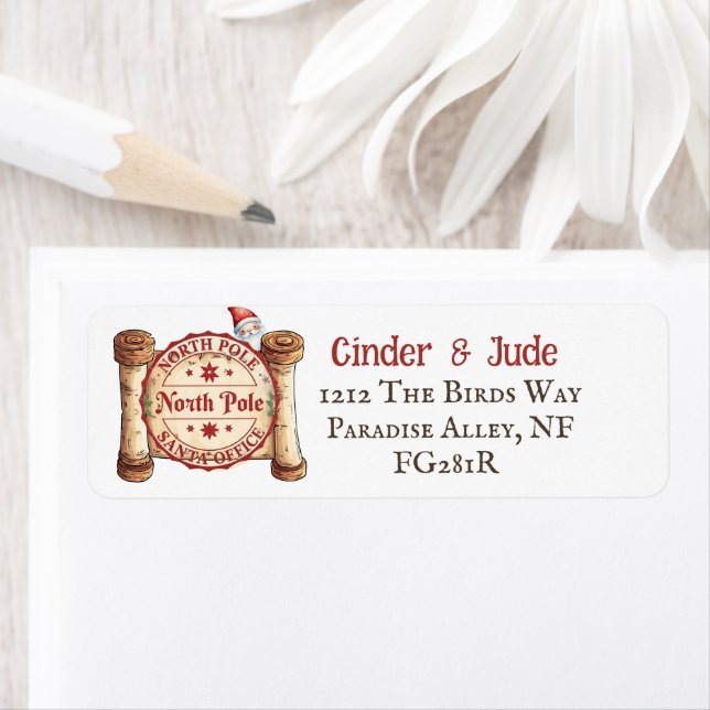 North Pole Seal Santa Return Address Label (Insitu)