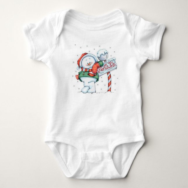 North Pole Snowman Baby Strampler (Vorderseite)