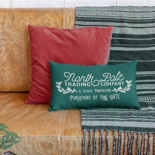 North Pole Trading Company Weihnachtslogo Lendenkissen