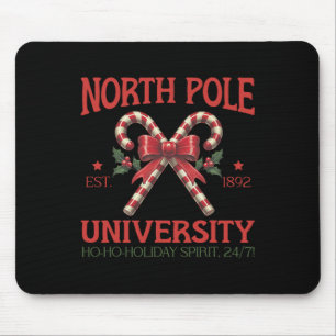 North Pole University Retro Christmas Candy Cane H Mousepad