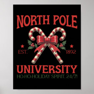 North Pole University Retro Christmas Candy Cane H Poster