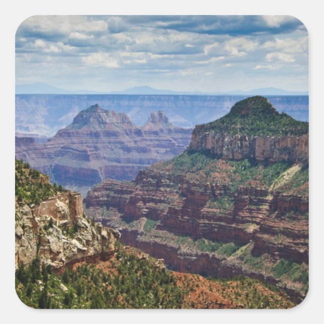 North Rim Gran Canyon - Grand Canyon National Quadratischer Aufkleber (Vorderseite)