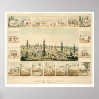 North San Juan, CA. Panoramakarte 1858 (1567A) Poster