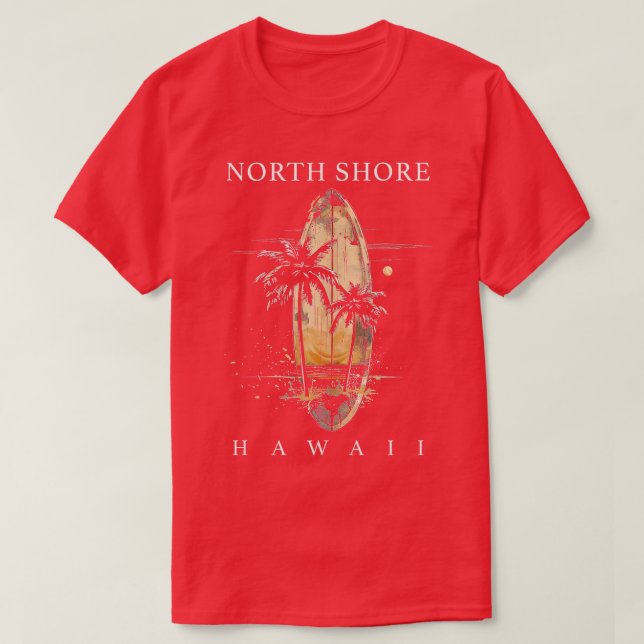 North Shore Hawaii Surf Board Oahu Haleiwa Surfing T-Shirt (Design vorne)