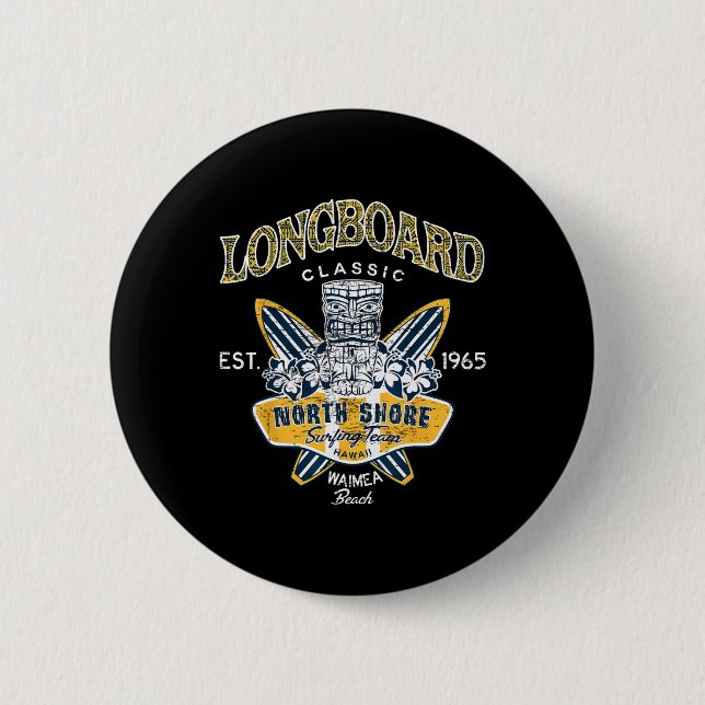 North Shore Hawaii Surfing Team Tee Longboard Klic Button (Vorderseite)