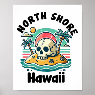 North Shore Oahu Hawaii Souvenir Surfen Hawaiianis Poster
