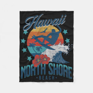North Shore Strand Hawaii Surfen Vintage Hawaiiani Fleecedecke