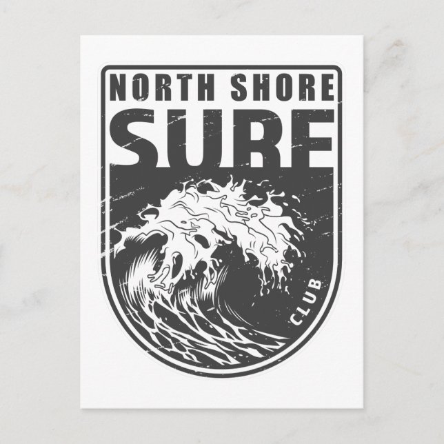 North Shore Surf Club Hawaii Emblem Postkarte (Vorderseite)