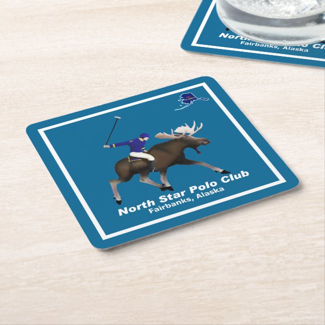 North Star Moose Polo Club Rechteckiger Pappuntersetzer (angewinkelt)