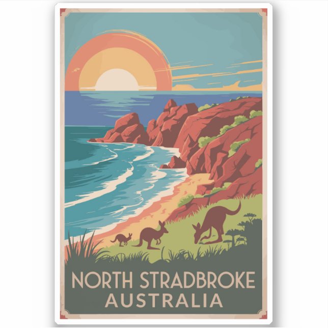 North Stradbroke Island Kangaroos Illustration Aufkleber (Vorderseite)