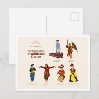 North Sumatra Traditional Dance Indonesia Travel Postkarte